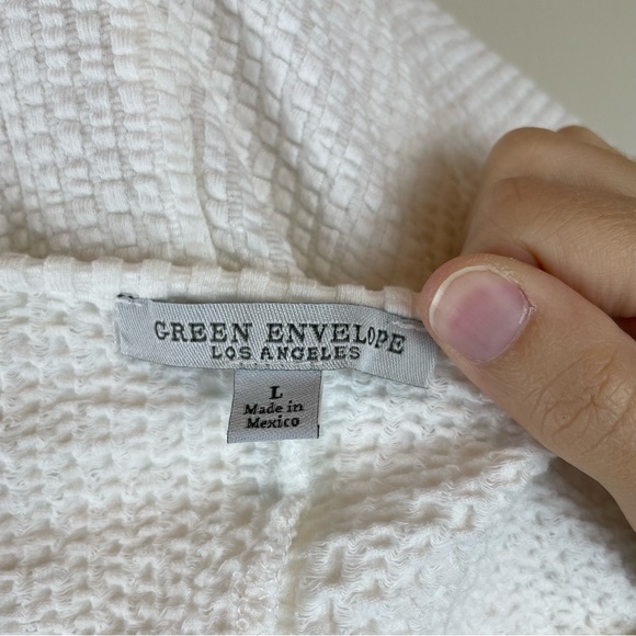 Green Envelope Solid White Bow Tie Sleeve Dress Preppy Cute Summer Women Large - Picture 2 of 6